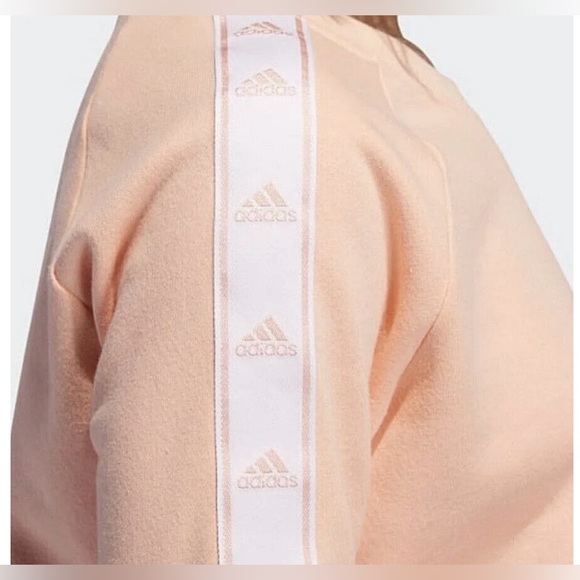 Adidas Tiro Tape Crew Neck Sweatshirt in Glow Pink - Picture 5 of 5